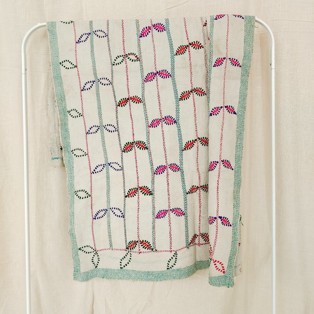 Vintage Kantha Quilts Handmade Embroidery Patchwork Reversible Blanket Throw